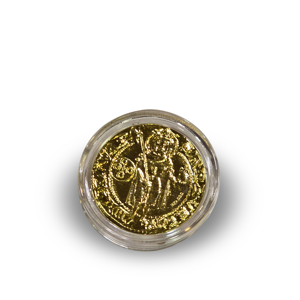 The Gold Forint of Queen Mary gilded, silver coin in box - Image 2