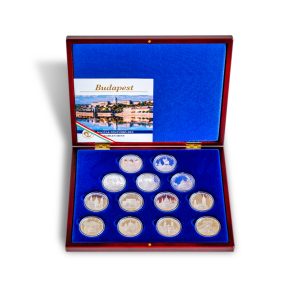 13-piece Budapest 1-ounce silver medal set in wooden box